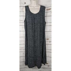 Habitat Black Polka Dot Dress XL A-Line Sleeveless Tank Viscose Blend Womens